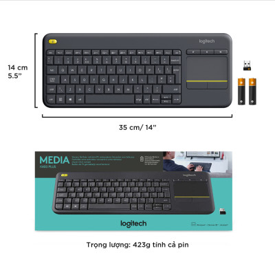 Bàn Phím Không Dây Logitech K400 PLUS - Hàng Chính Hãng
