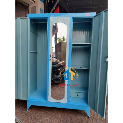Tủ sắt quần áo 1m2x1m8 màu xanh