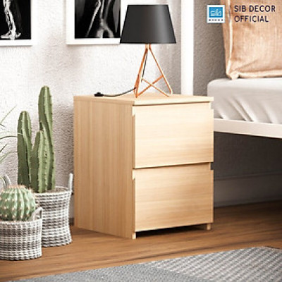 [Lắp sẵn] Tủ Đầu Giường Phòng Ngủ 2 Ngăn Kéo Thương Hiệu SIB Decor KDG12