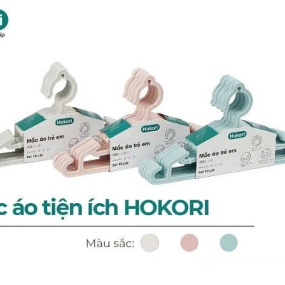 Set 10 Móc quần áo trẻ em Hokori nhựa cao cấp Việt Nhật 