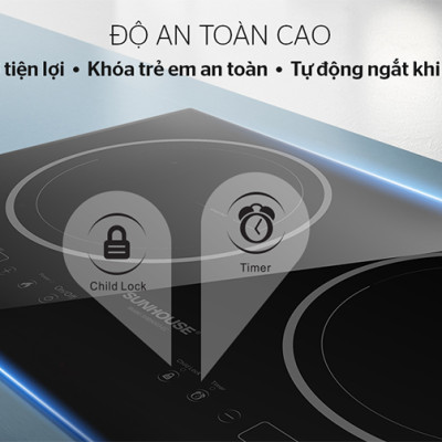 Bếp Âm Từ Đôi Sunhouse SHB9003-EC (70 cm) - Hàng Chính Hãng