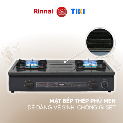 Bếp gas dương Rinnai RV-970(GL) mặt bếp kính và kiềng bếp men - Hàng chính hãng.
