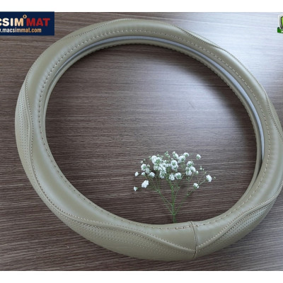 Bọc vô lăng cao cấp Macsim mã 8892 màu be - chất liệu da thật - Khâu tay 100% size M phù hợp các loại xe
