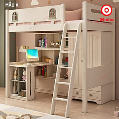 [Miễn phí lắp đặt & vận chuyển] Giường tầng trẻ em thông minh cao cấp có tủ áo và bàn học Ohaha - GTCC026