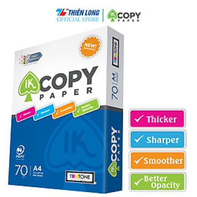 Giấy in photo A4 IK Copy IK-01 - Định lượng 70 gsm - 500 tờ/ream - giấy chất lượng cao nhập khẩu Indonesia
