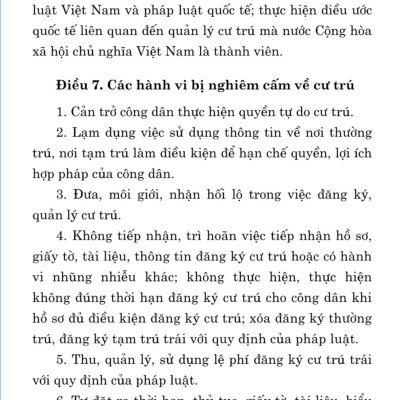 Luật cư trú - bản in năm 2021