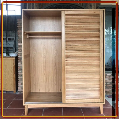 Tủ quần áo gỗ sồi cửa lùa Tundo 160 x 60 x 200 cm