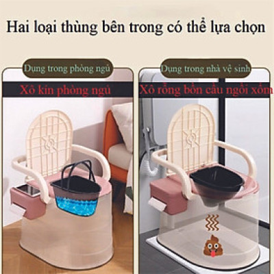 Bô Vệ Sinh (tolet) Di Động Cho Người Già Có Tay Vịn , Bô Vệ Sinh Chống Trượt Dễ Dàng Vệ Sinh Trong Mùa Đông