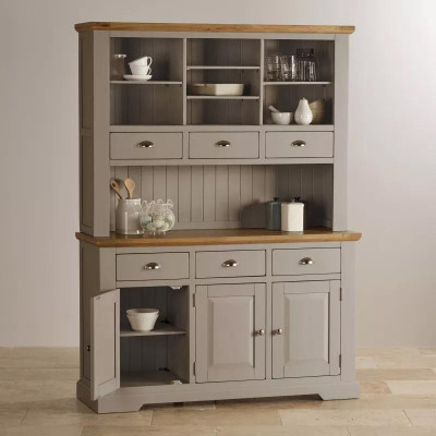 Tủ Chén Cao St.Ives Gỗ Sồi Loại Lớn Ibie DSCTLSTIO - Xám (140 x 42 cm)