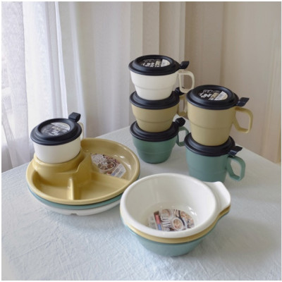 Cốc súp có nắp đậy 300ML cao cấp màu Vàng nhạt Nội địa NHẬT BẢN