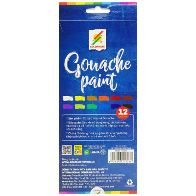 Hộp 12 Tuýp Màu Vẽ Gouache Paint 12 ml - Colormate 113264
