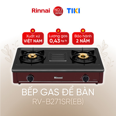 Bếp gas dương Rinnai RV-B271SR(EB) mặt bếp men và kiềng bếp men - Hàng chính hãng.