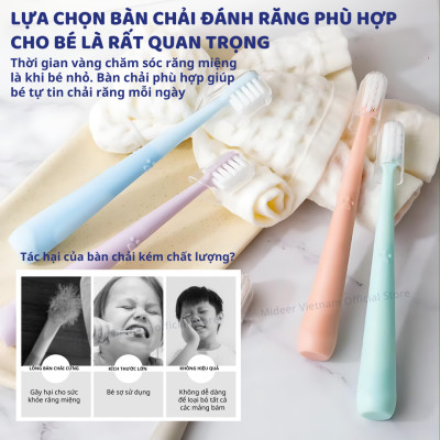 Bàn chải đánh răng cho bé Mideer Kids Dental Care Toothbrush 1 2 3 Tuổi