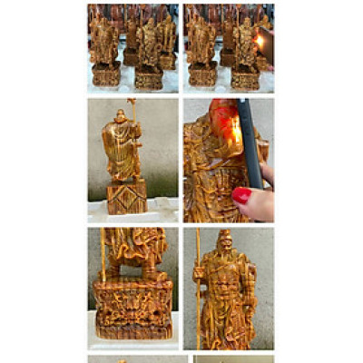 Tượng quan công trấn ải bằng gỗ huyết long bằng gỗ huyết long mọng dầu kt cao 30×13×9cm