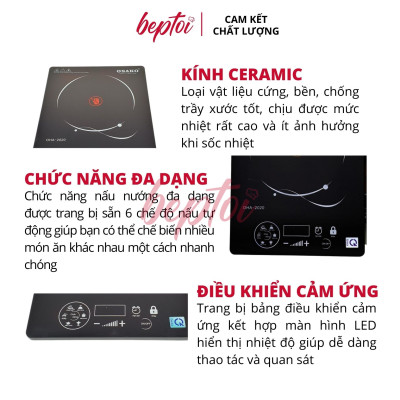 Bếp hồng ngoại đơn không kén nồi, mặt kính ceramic Osako OHA-2020 - Hàng chính hãng