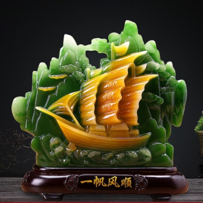 Tượng thuyền thuận buồm xuôi gió cao 23cm trang trí nhà cửa, bàn làm việc
