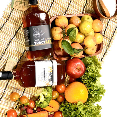 Hộp quà gỗ đơn mật ong hoa chôm chôm 850G