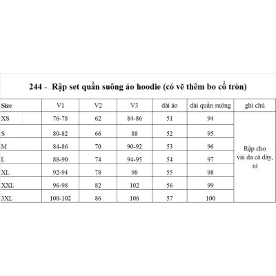 Rập Giấy bộ quần suông áo hoodie 244