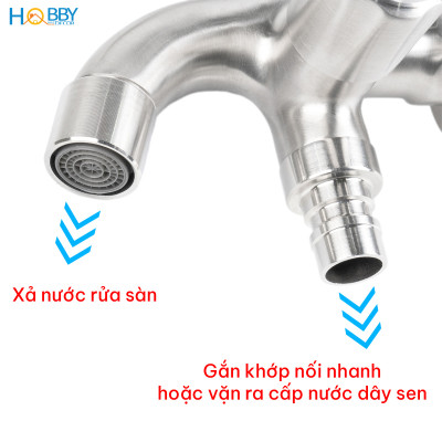 Củ sen lạnh đa năng 2 van xả inox 304 xước Hobby home decor CS4 ren 21