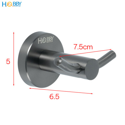 Móc treo đồ có 2 chấu ngang inox 304 sơn đen Hobby home decor T2X