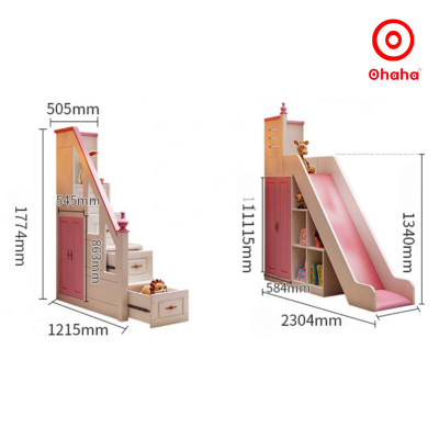 [Miễn phí lắp đặt & vận chuyển] Giường tầng trẻ em thông minh cao cấp 3 tầng có cầu trượt Ohaha - GTCC032