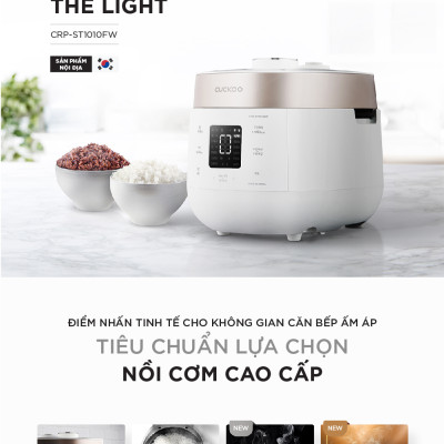 Nồi cơm điện tử áp suất kép Cuckoo CRP-ST1010FW (1.8L) (màu trắng) - Hàng Chính Hãng