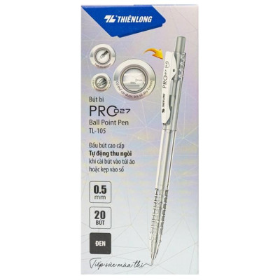 Hộp 20 Bút Bi Pro 027 0.5 mm - Thiên Long TL-105 - Mực Đen