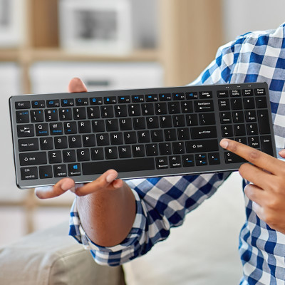 Bàn phím không dây mini W160C - pin sạc TypeC - đa kết nối bluetooth 5.0 + 3.0 + Usb wireless 2.4G hàng nhập khẩu