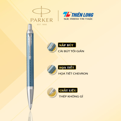 Bút bi cao cấp Parker IM PRM X-Blue Grey CT GB-2143645 - Thép không gỉ