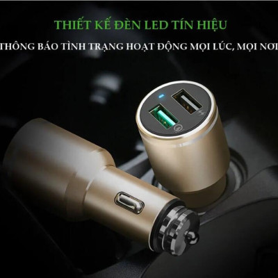 Ugreen UG30514CD130TK 48W màu Vàng Bộ sạc ô tô 2 cổng USB 2.4A + QC 3.0 - HÀNG CHÍNH HÃNG