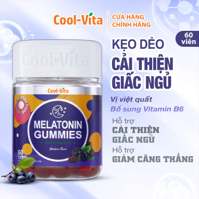 Combo Kẹo Dẻo Giấm Táo & Kẹo Dẻo Melatonin Coolvita Hỗ Trợ Tiêu Hóa - Tăng Cường Miễn Dịch - Cải Thiện Giấc Ngủ - Giảm Căng Thẳng, Kết Hợp Vitamin B12, Axit Folic & Vitamin B6 - 2 Hộp (60 viên x 3g)/hộp