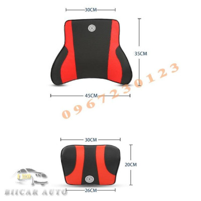 Gối tựa đầu và tựa lưng ô tô cao su non vỏ bọc da nhập khẩu cao cấp