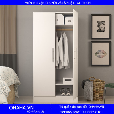 Tủ Quần Áo Gỗ Hiện Đại Hai Cánh Mở 01T-OHAHA