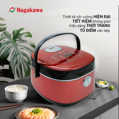 Nồi Cơm Điện Tử Lòng Niêu Nagakawa NAG0135 (1.8L - 900W) - Tích Hợp 10 Chương Trình Nấu - Hàng Chính Hãng