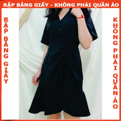 Rập Giấy đầm cổ trụ nút xéo rút dây mã 1040 (BẢN VẼ)