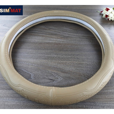 Bọc vô lăng cao cấp Macsim mã L611 chất liệu da thật - Khâu tay 100% size M màu be