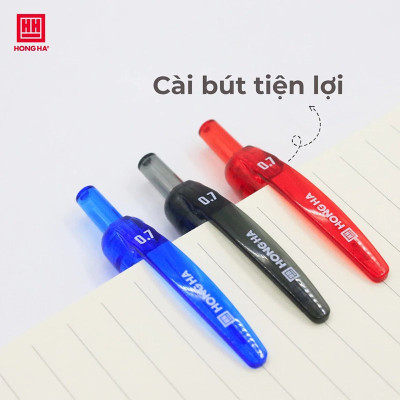 Hộp 12 Bút Gel Hồng Hà dạng bấm, có grip  đầu ngòi 0.7mm cho nét viết êm, trơn - 2769 HH-209