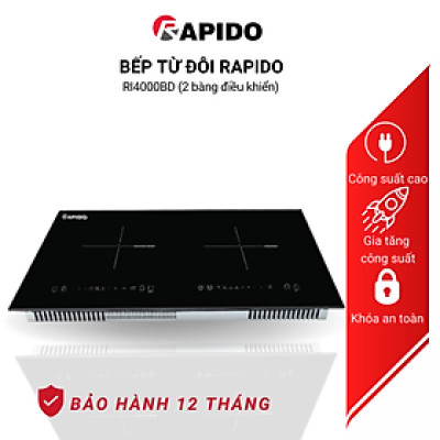 Bếp từ đôi Rapido RI4000BD công suất 4000W chính hãng Rapido, bảo hành 24 tháng - Hàng chính hãng