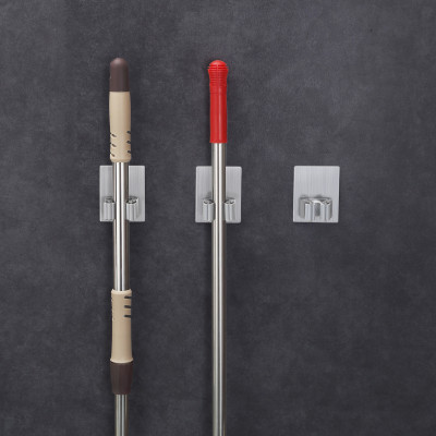 Combo 2 móc treo cán chổi dán tường inox 304 Hobby home decor CV-2 có keo dán