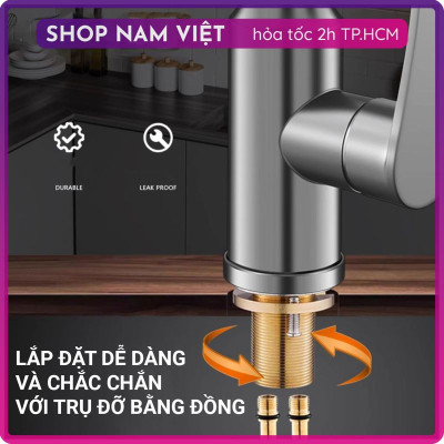 Vòi Rửa Chén Nóng Lạnh INOX 3 Chế Độ Nước Với Dây Rút
