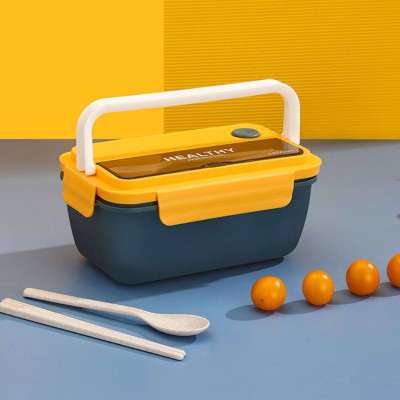 Hộp đựng cơm văn phòng HEALTHY an toàn sức khỏe sử dụng trong lò vi sóng kèm đũa muỗng - HÀNG CHÍNH HÃNG MINIIN