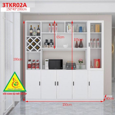 Tủ rượu kiêm tủ để đồ nhà bếp phong cách hiện đại TKR02A - Nội thất lắp ráp Viendong Adv