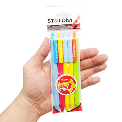 Vỉ 4 + 1 Bút Chì Bấm 0.7 mm - Stacom VMP2017 (Màu Thân Bút Giao Ngẫu Nhiên)