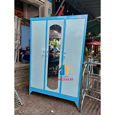 Tủ sắt quần áo 1m2x1m8 màu xanh