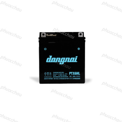 Ắc Quy Đồng Nai PTX6HL 12V-5Ah cho xe máy Dream, Wave, Future, Sirius, Jupiter, Taurus, Mio