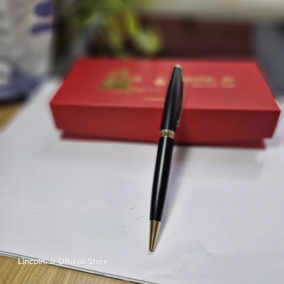 Bút ký Lincoln. Jr 004, đen nhám xoay và rút nắp, mực đều ở mọi góc nghiêng 