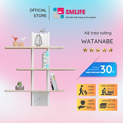 Kệ gỗ trưng bày kiểu dáng thanh lịch SMLIFE Watanabe