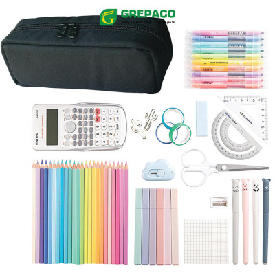 Hộp Đựng Bút Grepaco Bằng Vải Bố Canvas Tote Đẹp Nhiều Ngăn Đa Năng Dạng Túi Bóp Dụng Cụ Đồ Dùng Học Tập Học Sinh, Sinh Viên, Đồ Cá Nhân Văn Phòng Kiểu Cute Chống Xước, Chống Nước – Hàng Chính Hãng