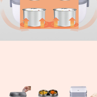 Hộp cơm cắm điện hai tầng,  hộp cơm hâm nóng 2 BÁT INOX,  giữ nhiệt thích hợp cho dân văn phòng KitAcoom, hàng nhập khẩu chính hãng cao cấp 