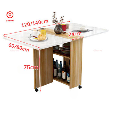 [Kèm Ảnh Thực Tế - Miễn phí vận chuyển & Lắp đặt]  BÀN ĂN GẤP GỌN THÔNG MINH GIẢ VÂN ĐÁ OHAHA CÓ BÁNH XE - BA004